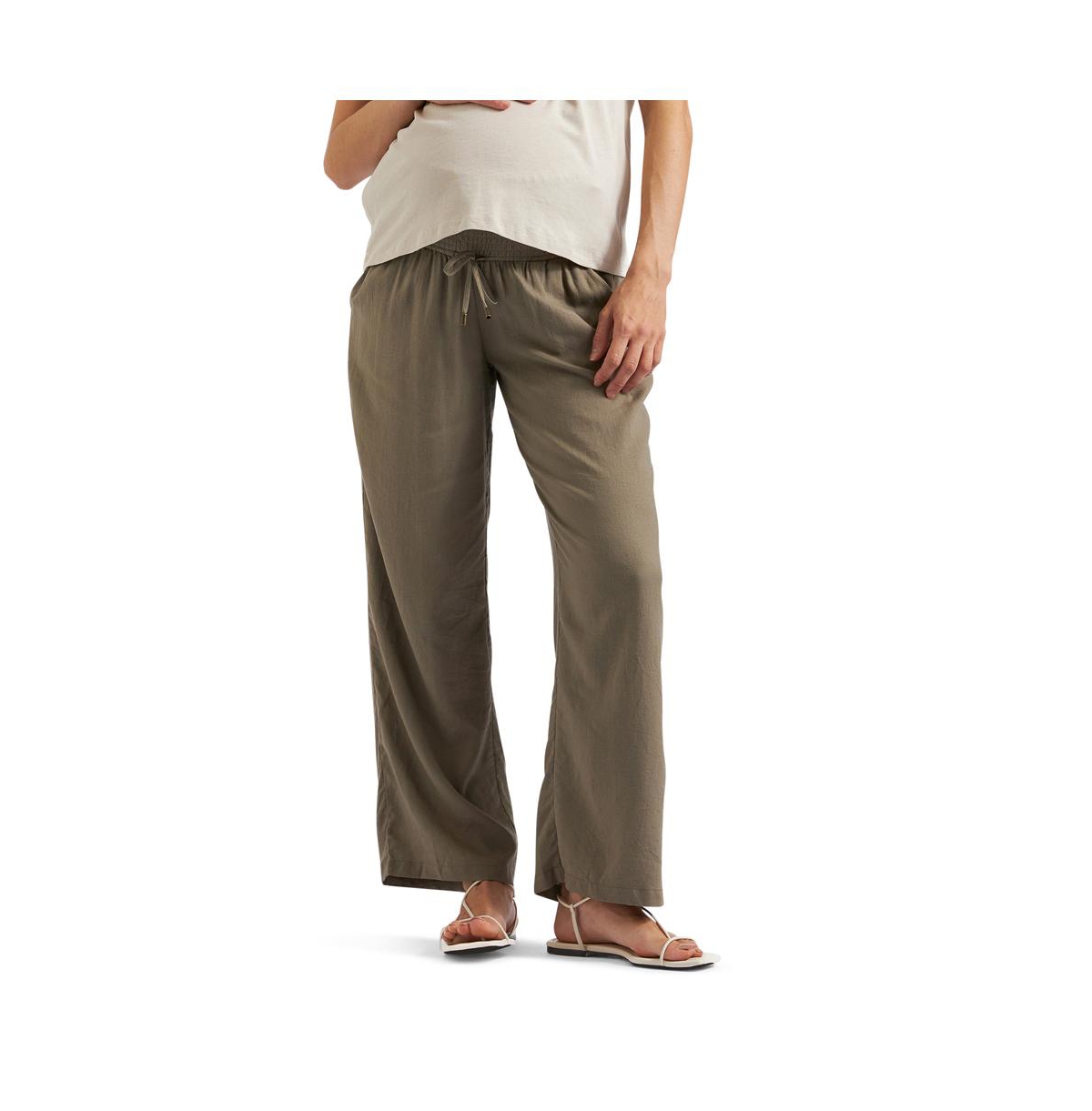 Maternity Ripe Indi Wide Leg Linen Pant - Olive