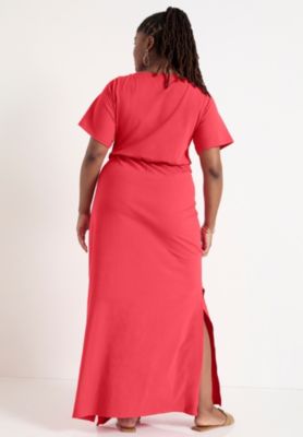 Women's June + Vie Boatneck Gathered Maxi Dress