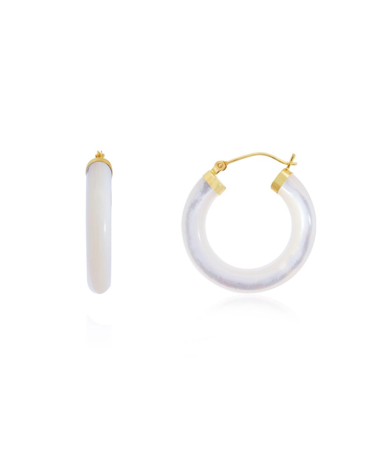 Mother of Pearl Hoop Earrings 14K Gold - Mother of pearl