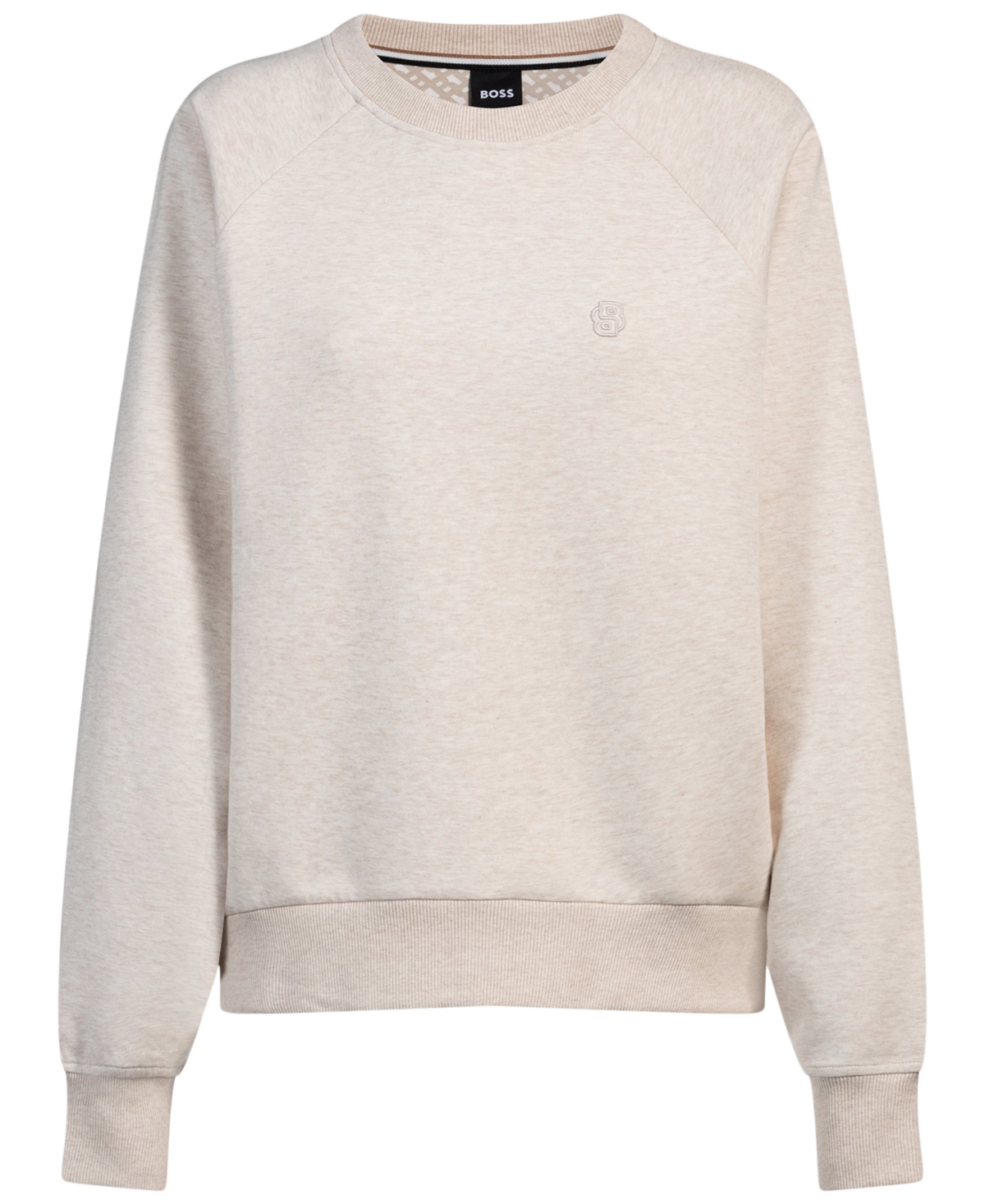 Hugo Boss Boss By  Women's Melange Cotton-blend Sweatshirt In Open White