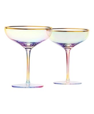 Gilded Rim Coupe Glasses, Set of 2