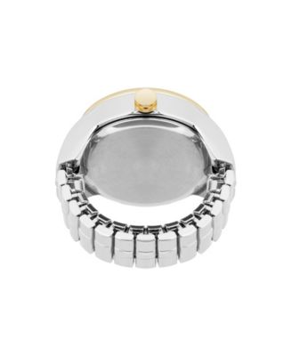 Women's Quartz Two-Tone Metal Alloy Crystal Accented Dial Ring Watch, 23mm