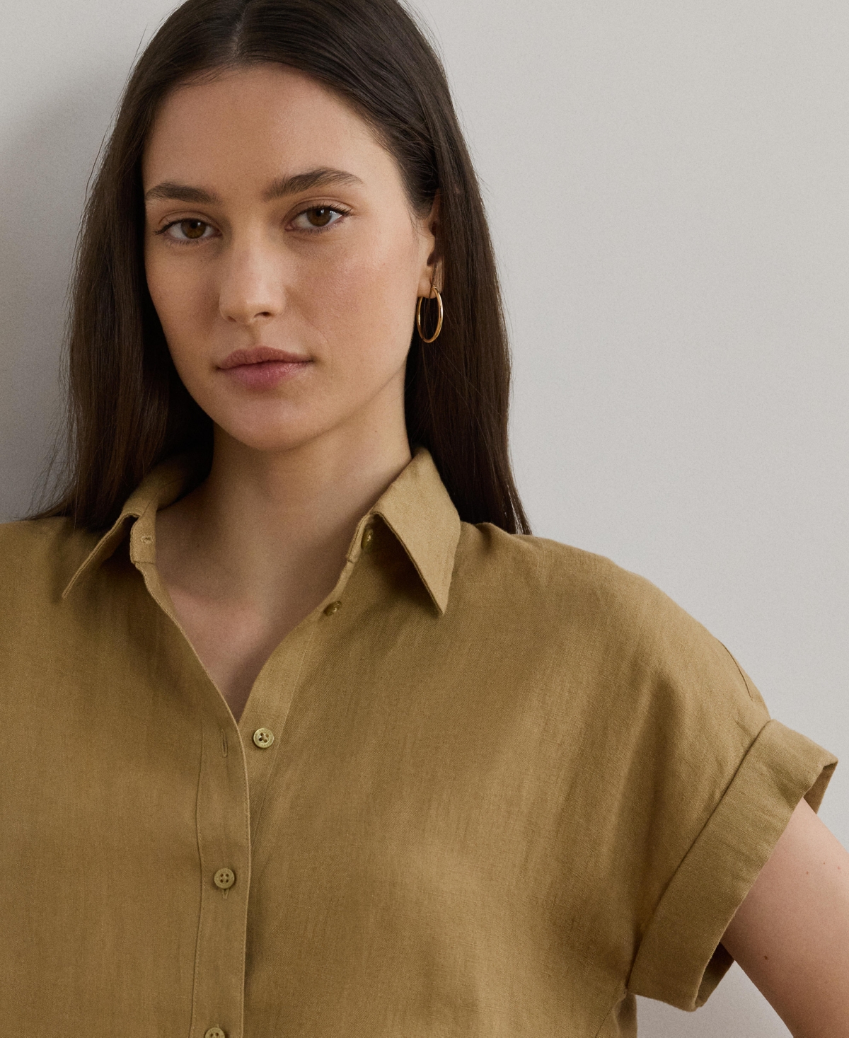 Shop Ralph Lauren Dolman-sleeve 100% Linen Shirt, Regular & Petite In Birch Tan