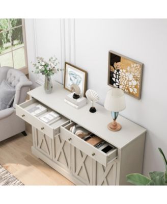 Vintage White Sideboard with Drawers and Doors for Storage