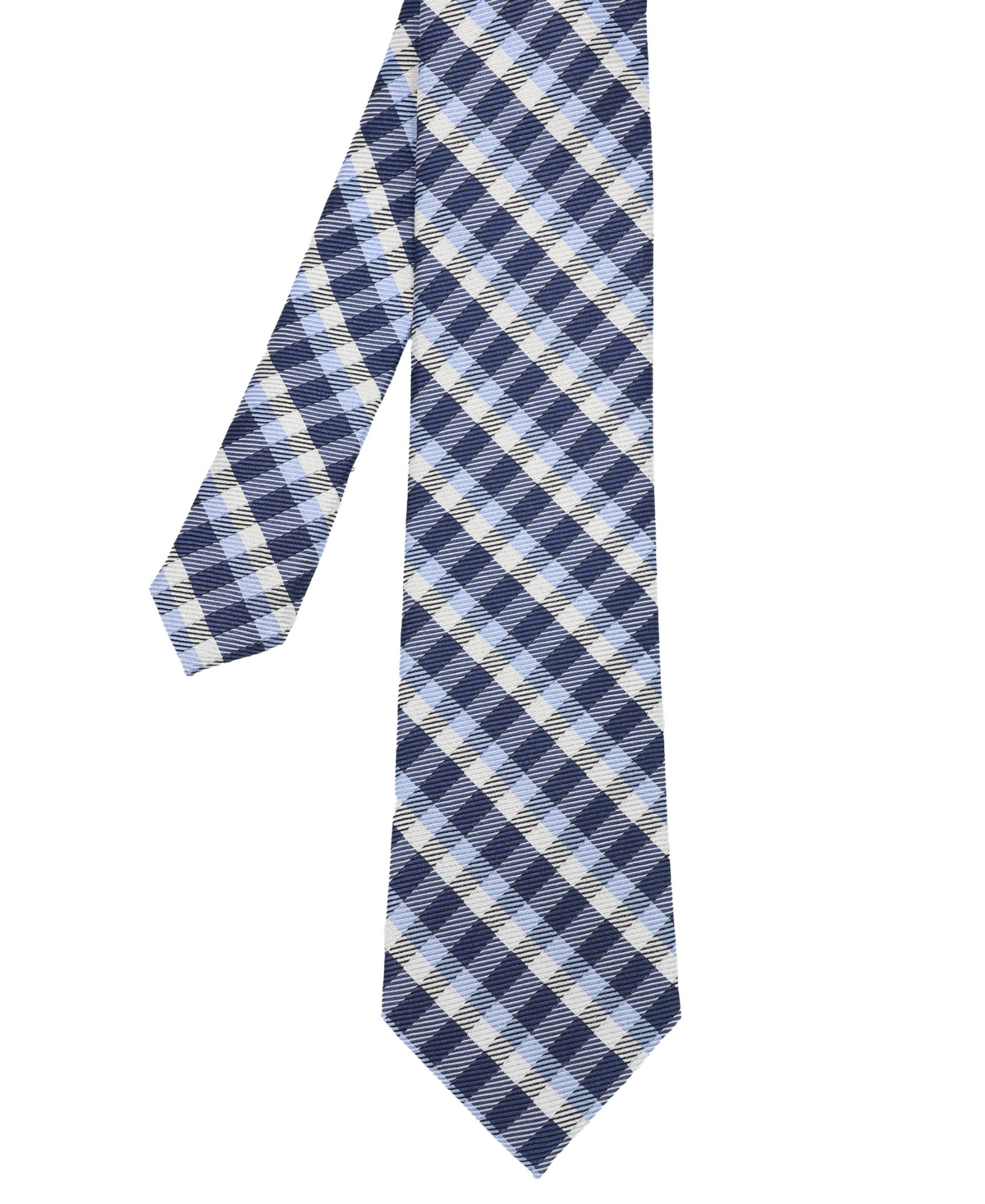 Men's Plaid Silk Tie - Navy Blue