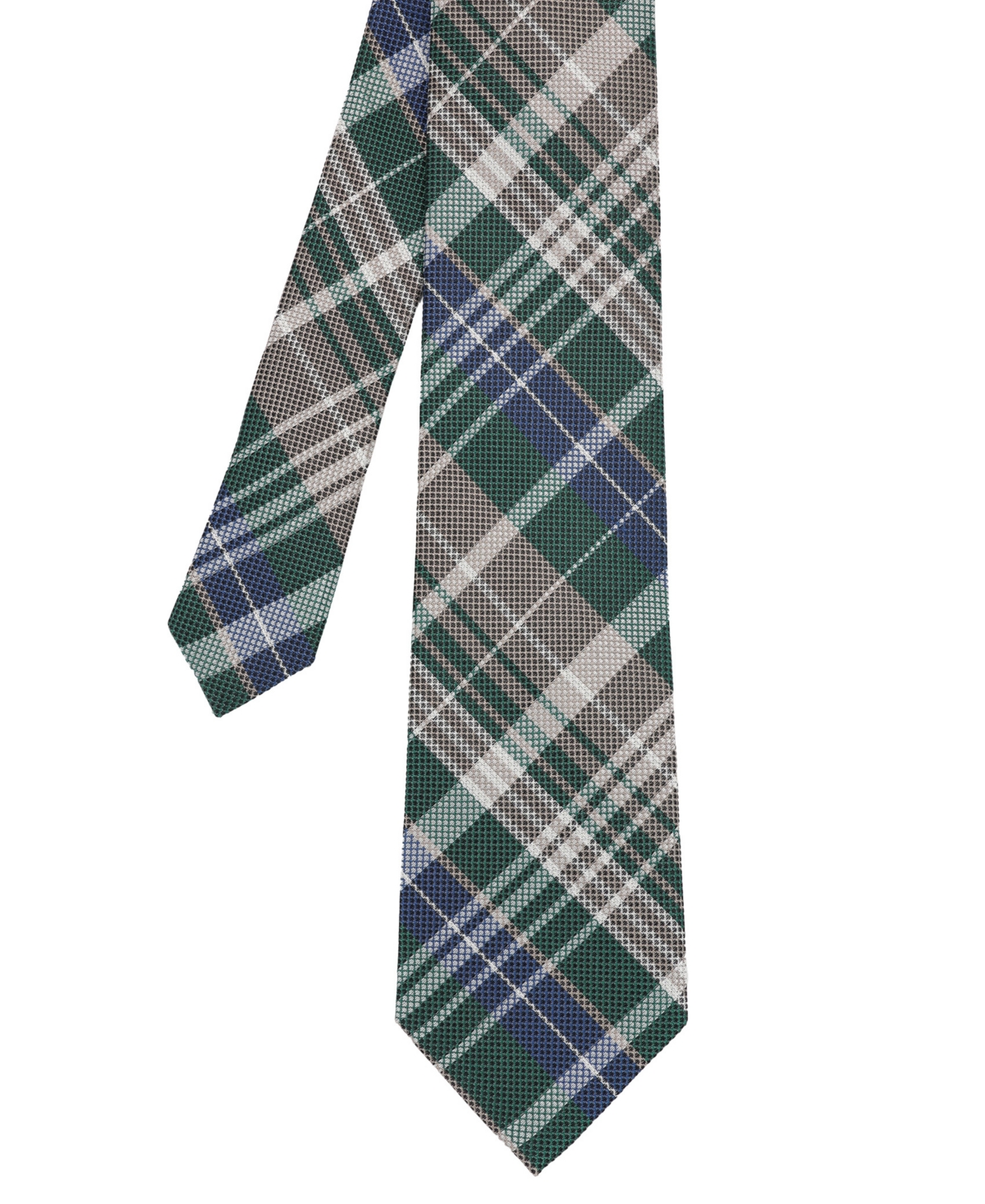 Men's Plaid Silk Tie - Hunter Green Blue