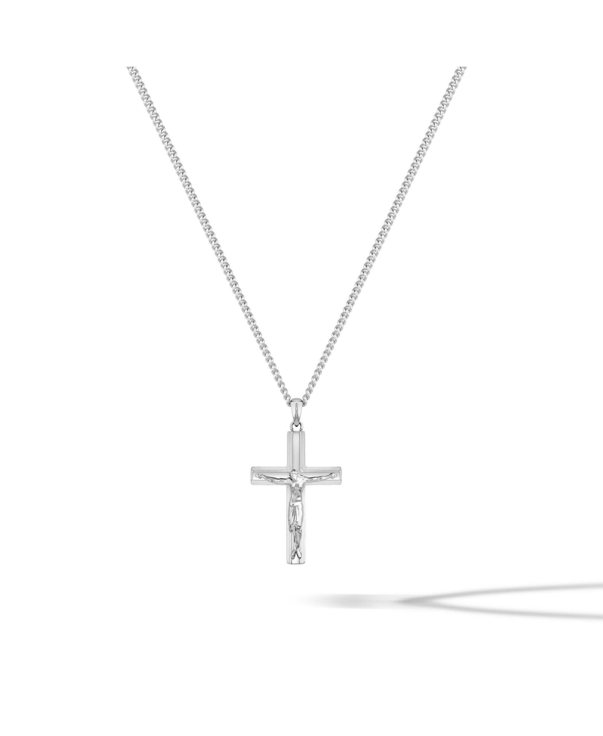 Men's Crucifix Pendant Necklace in Stainless Steel, 24 - Silver