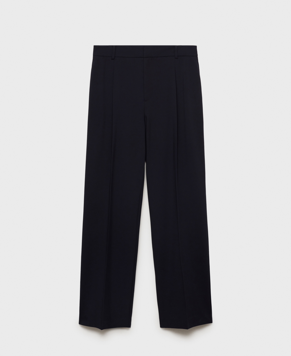 Shop Mango Women's Straight-fit Pleated Trousers Pants In Dark Navy