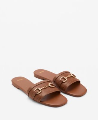 MANGO - Women's Buckle Leather Sandals