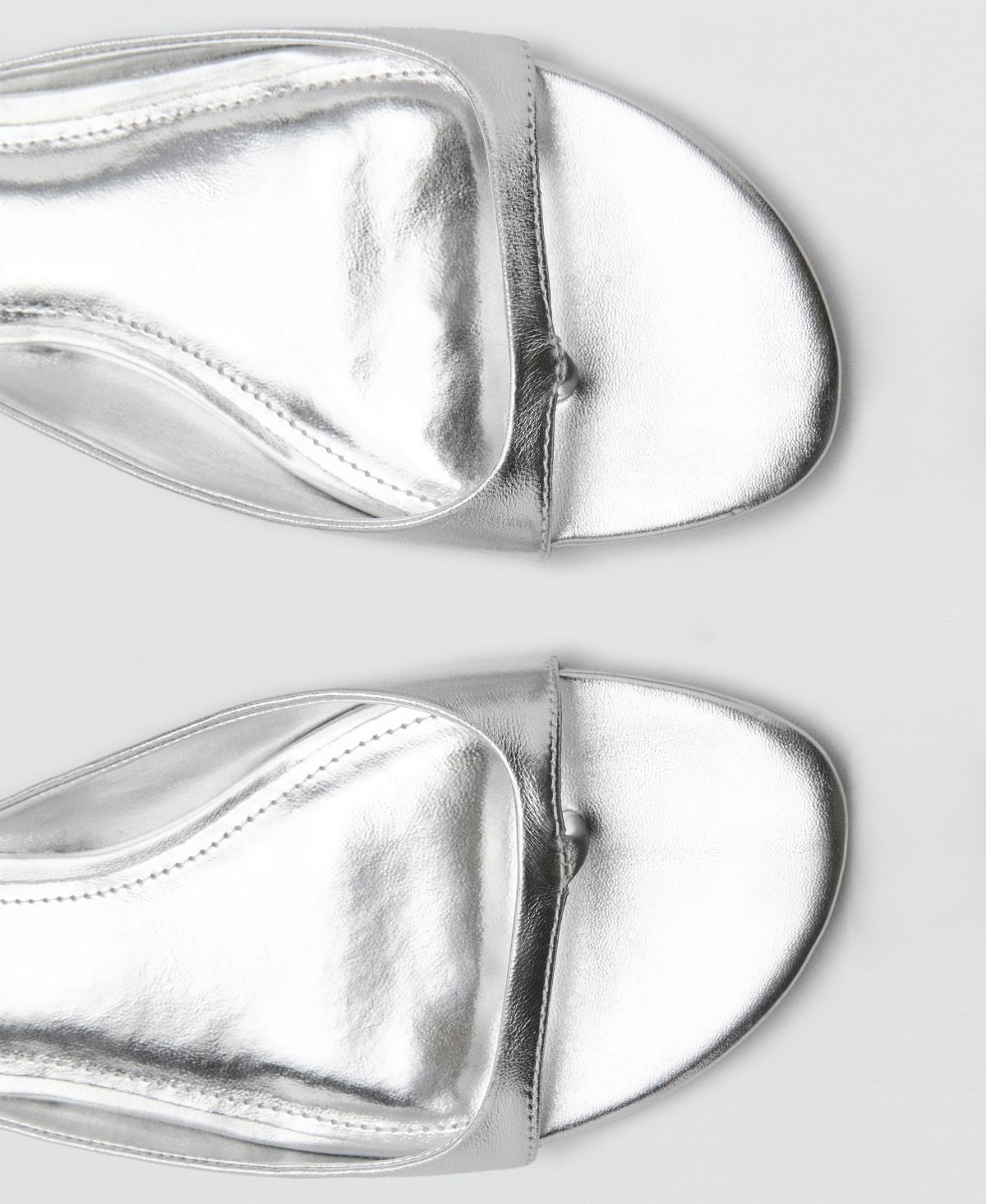 Shop Mango Women's Metallic Leather Sandals In Silver