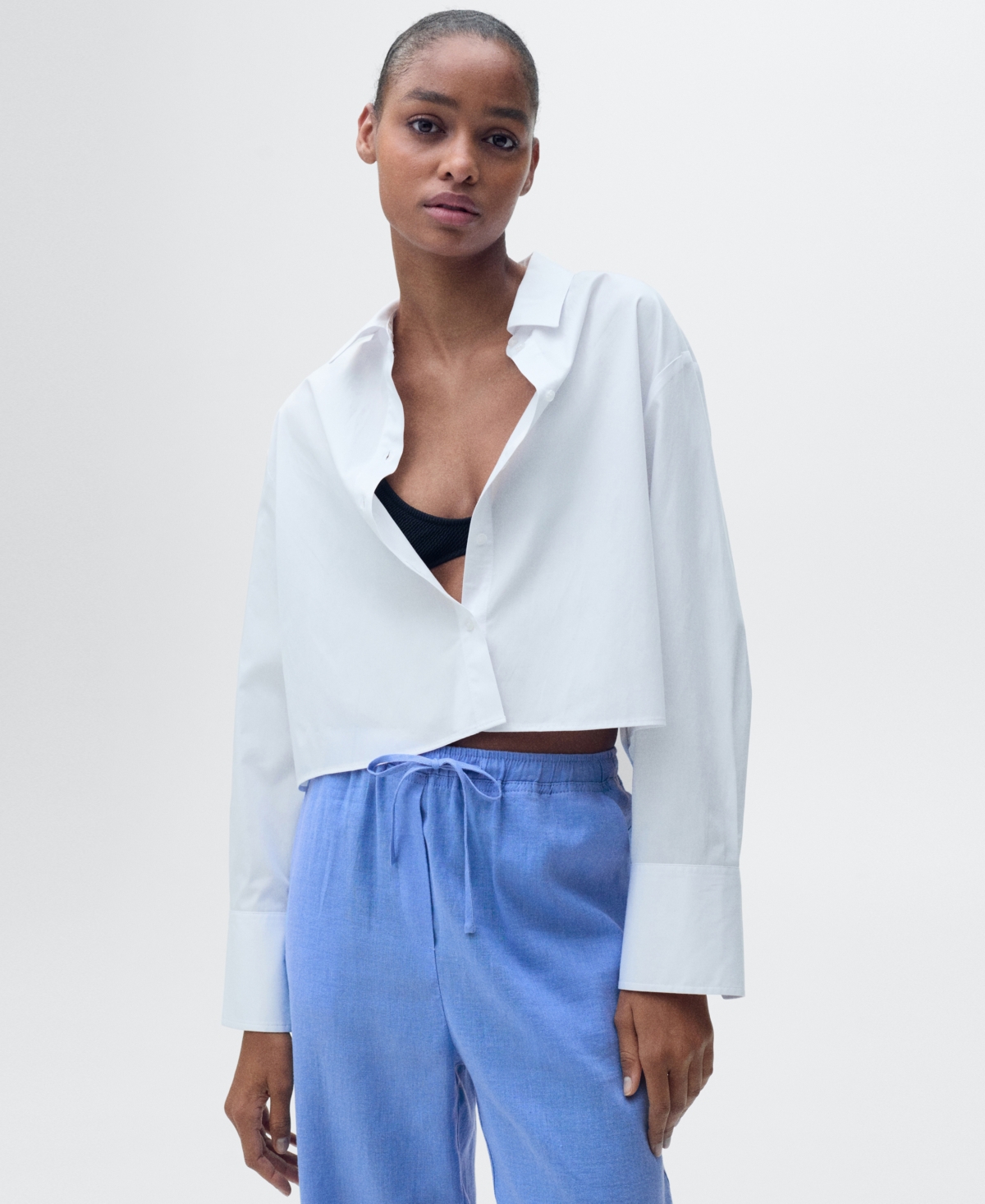 Mango Women's Straight Linen-Blend Trousers Pants