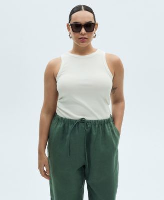 Women's Straight Linen-Blend Trousers Pants