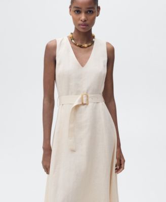 Women's Belt Linen Dress