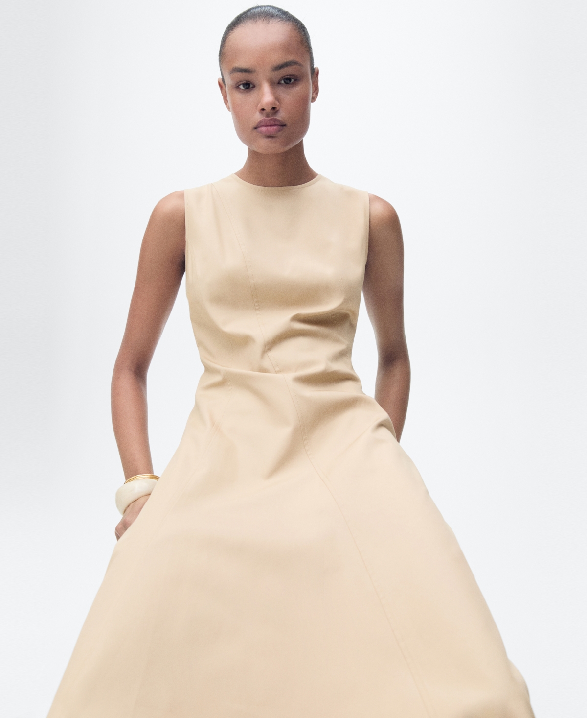 Shop Mango Women's Frayed Hem Asymmetrical Dress In Ecru