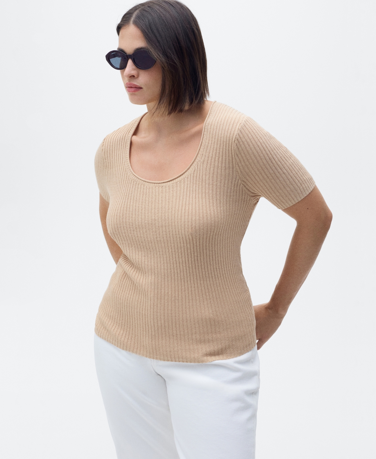 Mango Women's Linen-blend Knitted Sweater In Medium Brown