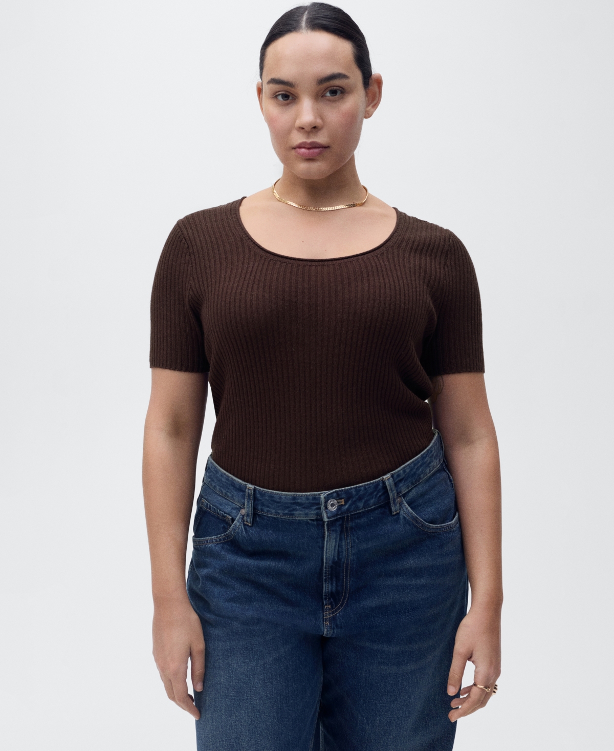 Mango Women's Linen-blend Knitted Sweater In Chocolate