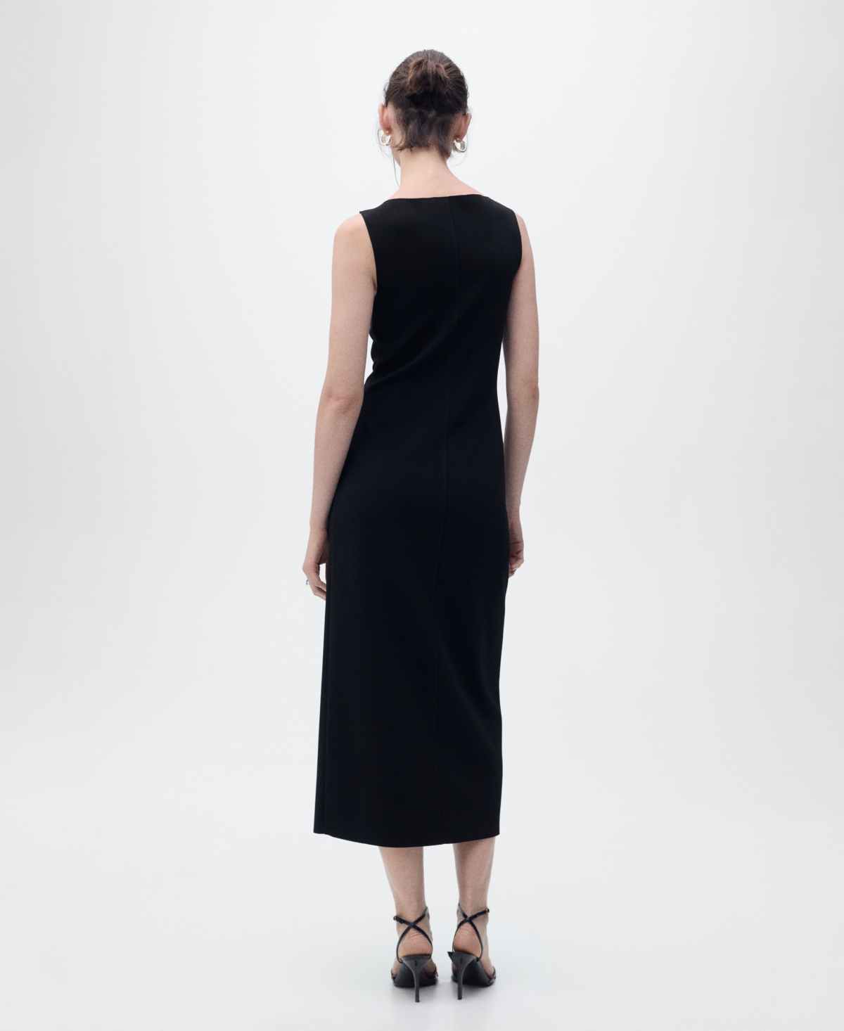 Shop Mango Women's Boat-neck Knitted Dress In Black