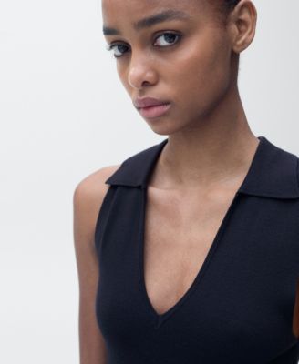 Women's Lapel Knitted Midi Dress