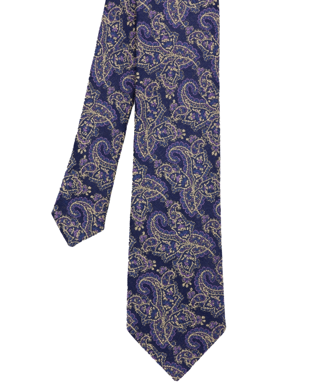 Men's Paisley Silk-Blend Tie - Navy