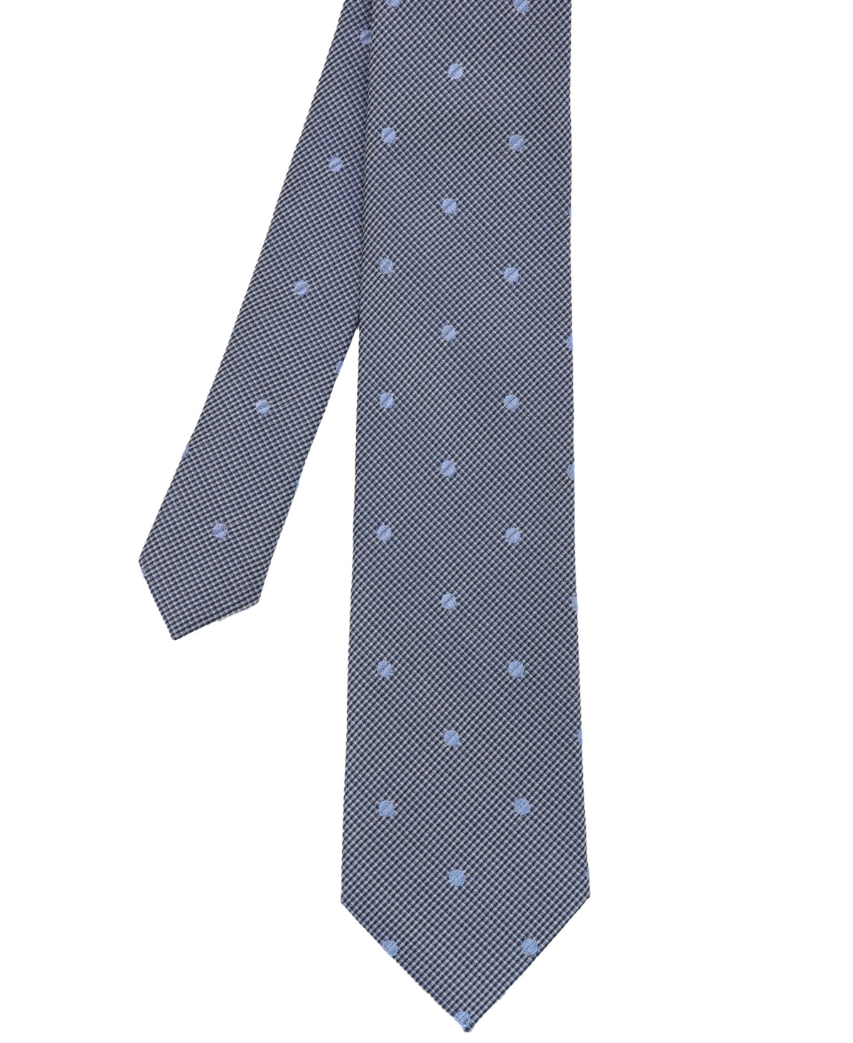 Men's Dot Plaid Silk Tie - Navy Blue