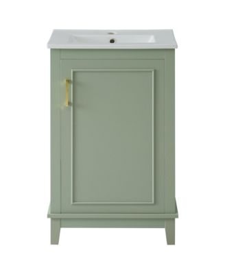  20 Inch Modern Small Bathroom Vanity Cabinet With Ceramic Basin- 2014.533.3 Inches,Ample Storage,1 Soft Close Door