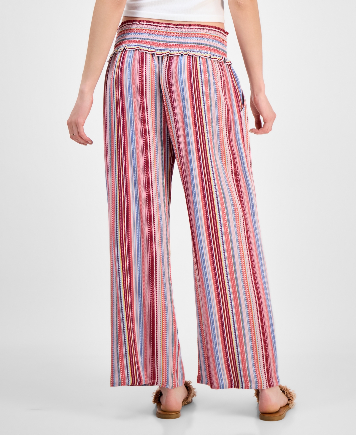 KINGSTON GREY JUNIORS' PRINTED CROPPED WIDE-LEG SOFT PANTS 