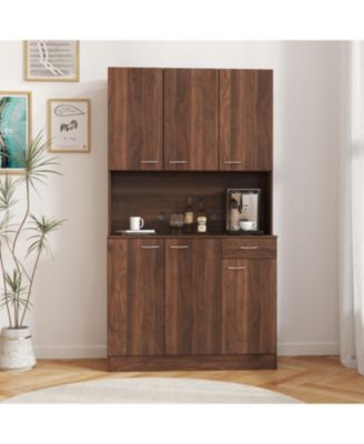 70.87" Tall Wardrobe& Kitchen Cabinet, with 6-Doors, 1-Open Shelves and 1-Drawer for bedroom