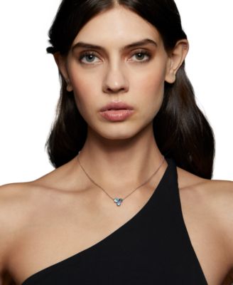 Cubic Zirconia Trio Pendant Necklace & Stud Earrings, 16" + 2" extender