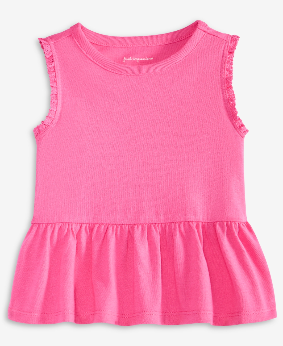 First Impressions Baby Girls Solid Rib Ruffled Tank Top, Exclusively At Macy's