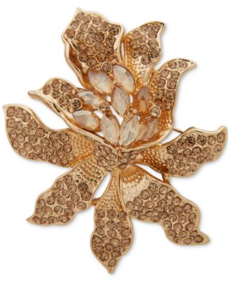 Anne Klein - Gold-Tone Pav&eacute; & Marquise Crystal Flower Pin