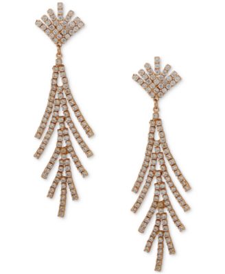 Anne Klein - Gold-Tone Pav&eacute; Fan Motif Linear Drop Earrings