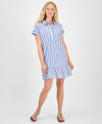 Style & Co - Women's Striped Cotton Flared Shirtdress, Exclusively at Macy's