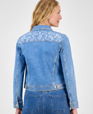 Women's Embroidered Denim Jacket, Exclusively at Macy's