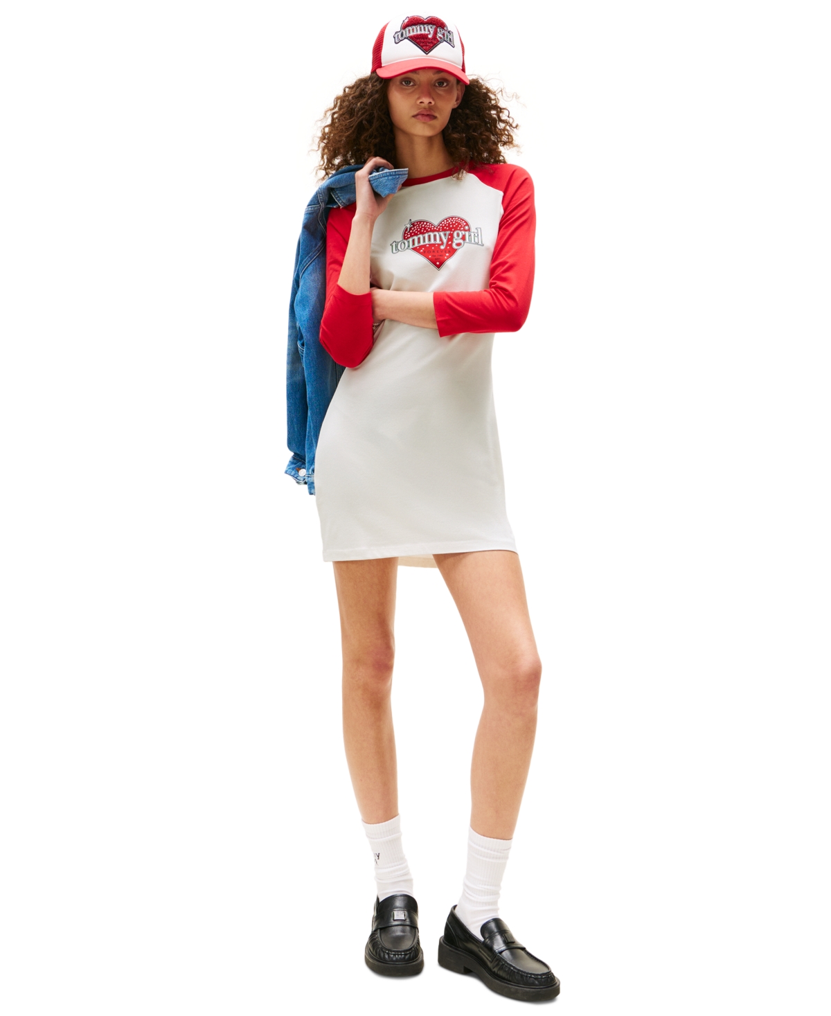 Tommy Girl Women's Raglan T-Shirt Dress - Ivory Marl / Primary Red