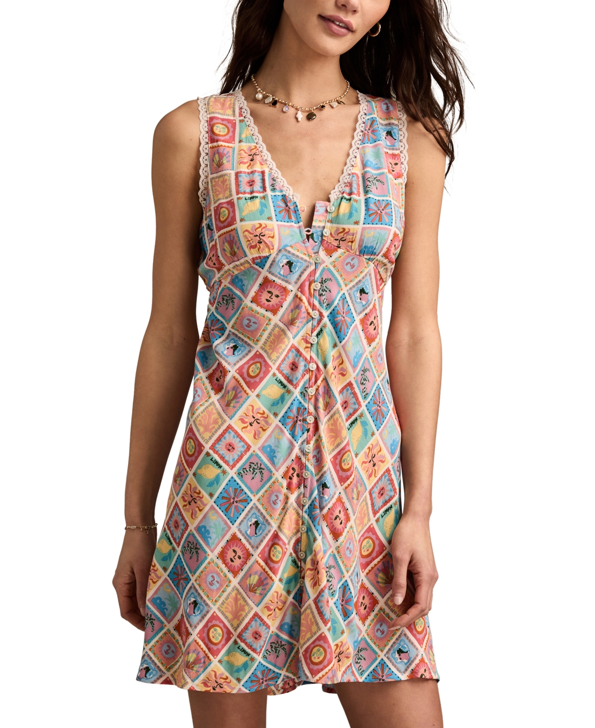 Lucky Brand Women's Femme Sleeveless Printed Minidress