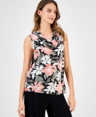 Kasper - Women's Printed Cowlneck Sleeveless Top