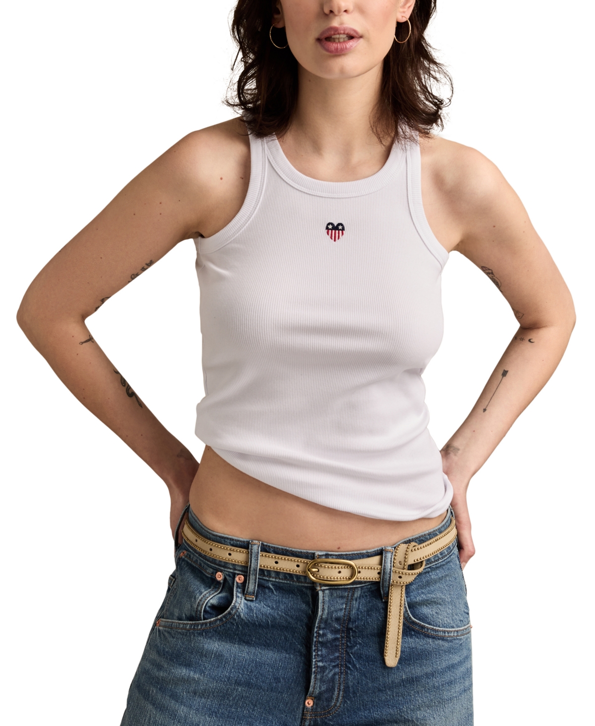 Women's Americana Embroidered Tank Top - Bright White