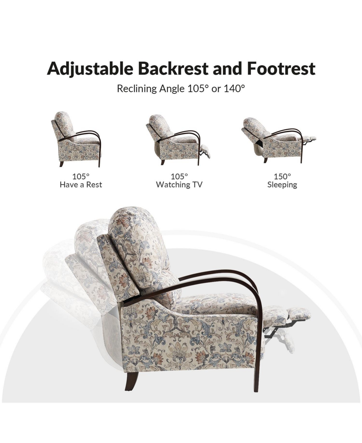 Rita Floral Upholstered Standard Manual Recliner