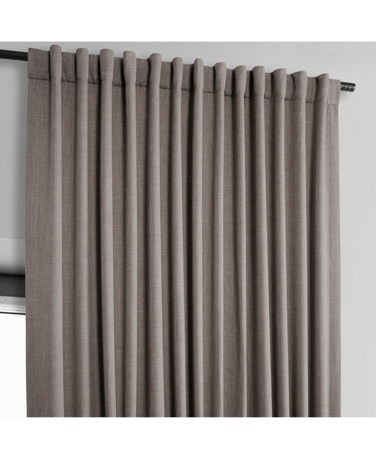 Half Price Drapes Mink Extra Wide Textured Faux Linen Room Darkening Curtain In Multi