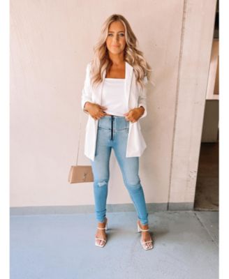 Women's Distressed High-Rise Sculpting Skinny Jeans