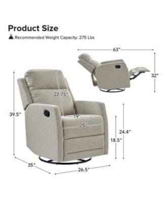 Coral Modern Ergonomic Swivel Rocker Manual Recliner