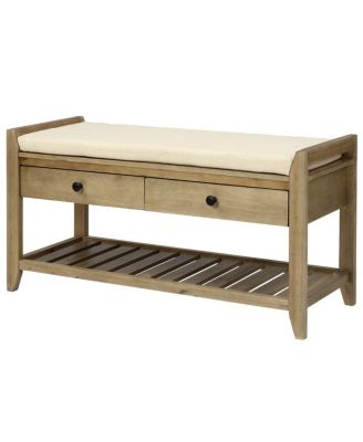 Entryway Storage Bench with Cushion Drawers and Shoe Rack for Organized Seating and Footwear Storage in Small Spaces-The Pop Home
