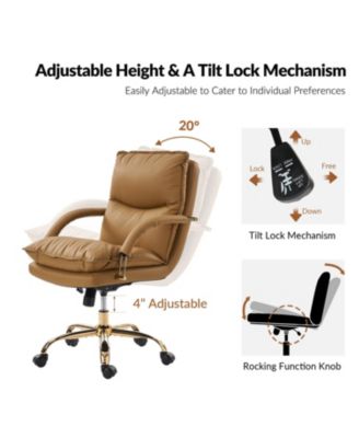 Pell Swivel Tilting Leather Upholstered Office Chair with Adjustable Height