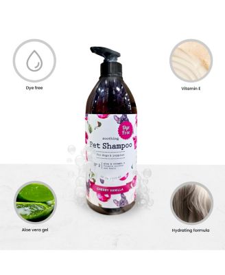 Soothing Pet Shampoo for Dogs & Puppies – Cherry Vanilla Scent, Aloe & Vitamin E, Gentle & Moisturizing Formula