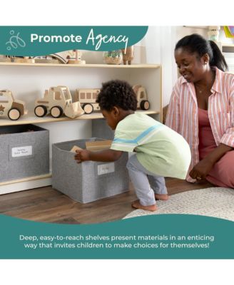 EdQ 2-Shelf Open Storage 24" - White: Wooden Kids' Classroom Storage Furniture, Playroom and Bedroom Toy Cube Organizer