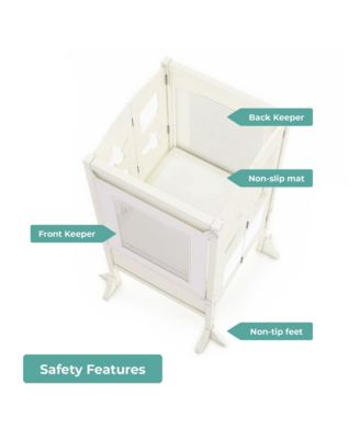 Classic Kitchen Helper Kids' Step Stool - Ivory: Folding, Adjustable Wooden Toddler Tower - Children's Learning Furniture
