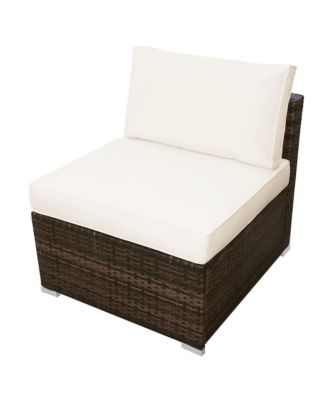 5PCS Outdoor Furniture Set Patio Rattan Armless Chair & Ottoman w/ Cushion