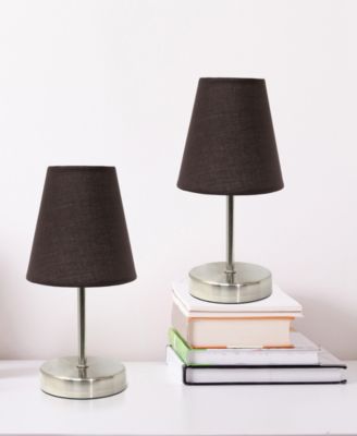 10.5" Metal Iconic Duo Mini Sand Nickel Table Lamp Set