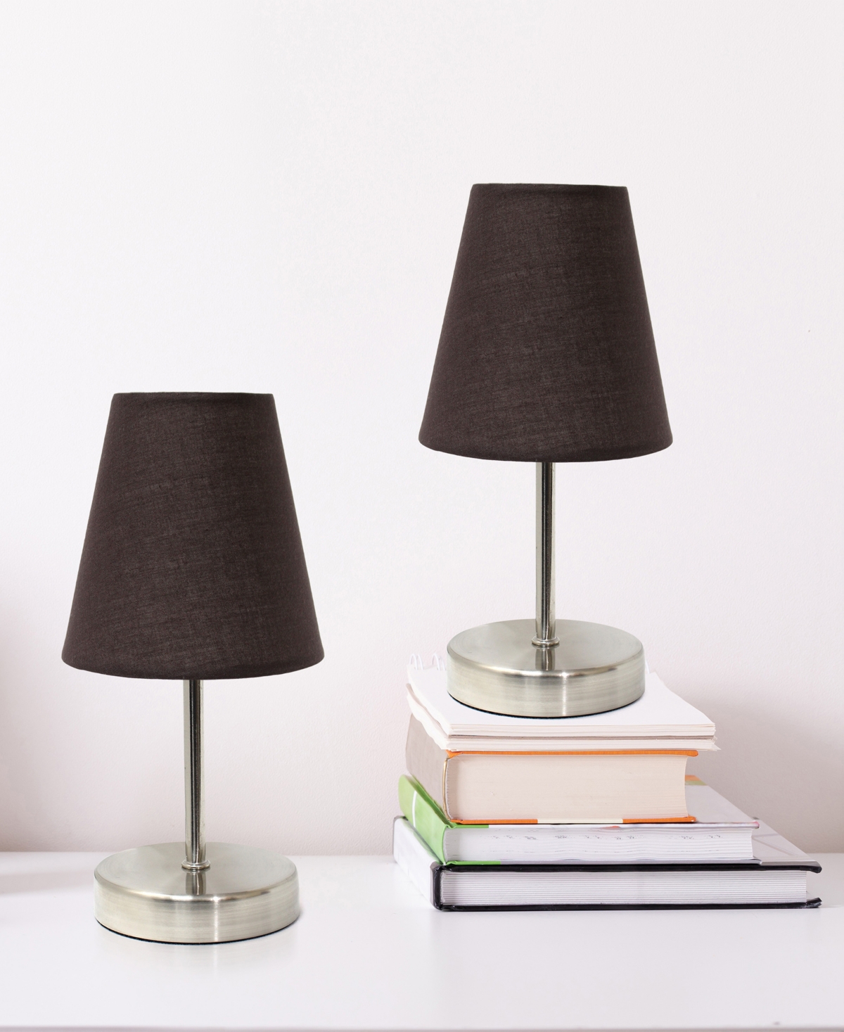 Creekwood Home 10.5" Metal Iconic Duo Mini Sand Nickel Table Lamp Set