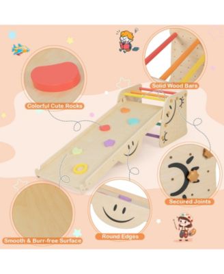 Wooden Climbing Toy Triangle Climber Set with Seesaw-Multicolor